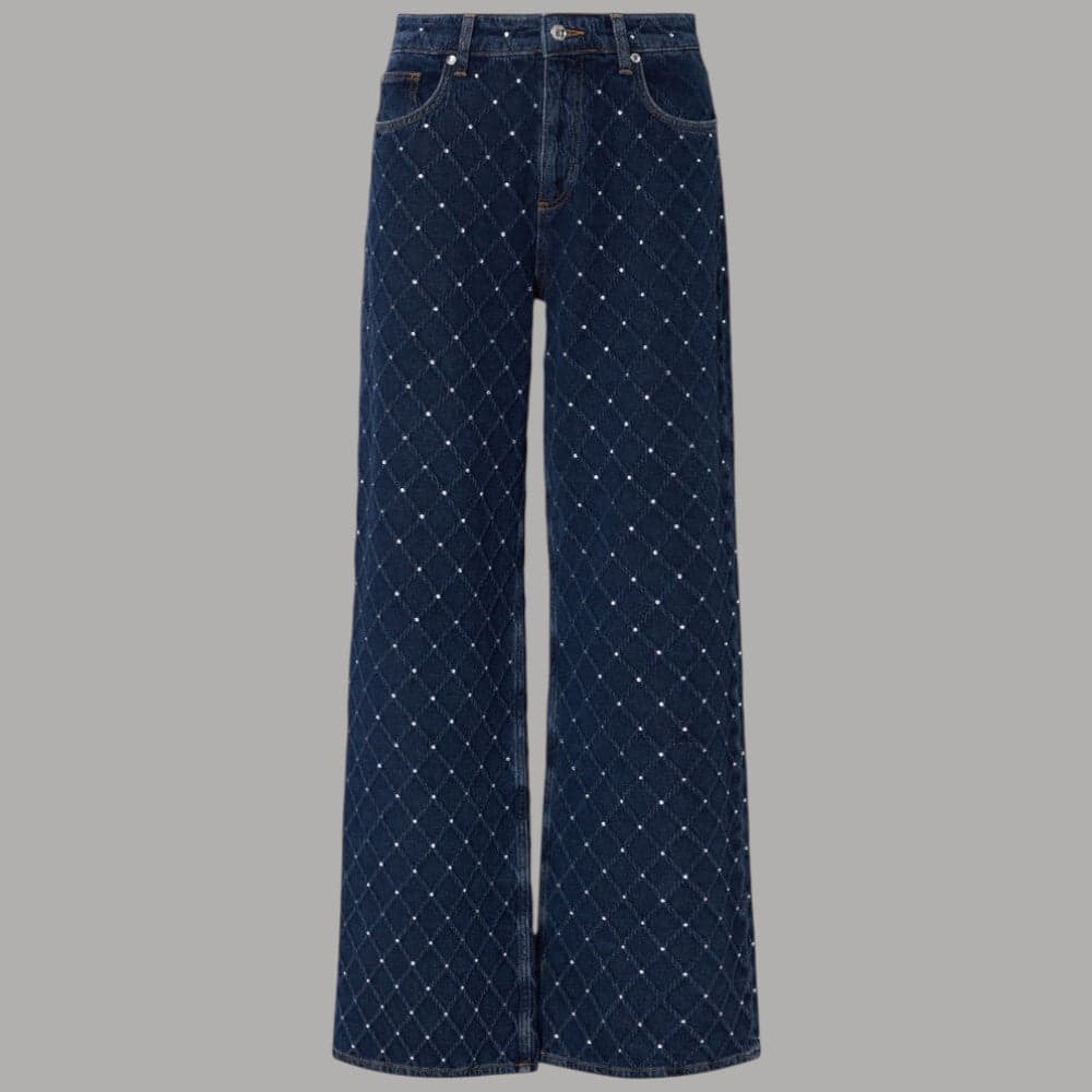 Jeans Liu Jo UF6173D0374 straight con micro-strass matelassé e vita alta - 6
