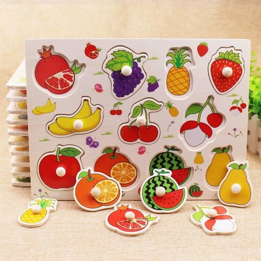 PUZZLE A INCASTRO TEMA FRUTTA GIOCO EDUCATIVO IN LEGNO PER BAMBINI CON POMELLI 52289 - 3