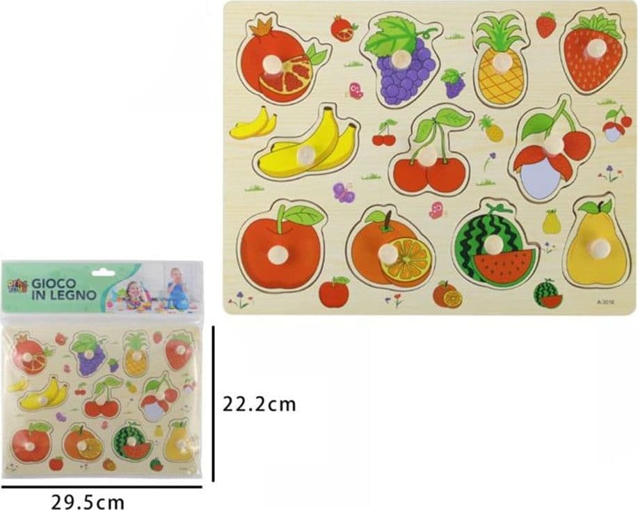 PUZZLE A INCASTRO TEMA FRUTTA GIOCO EDUCATIVO IN LEGNO PER BAMBINI CON POMELLI 52289 - 4