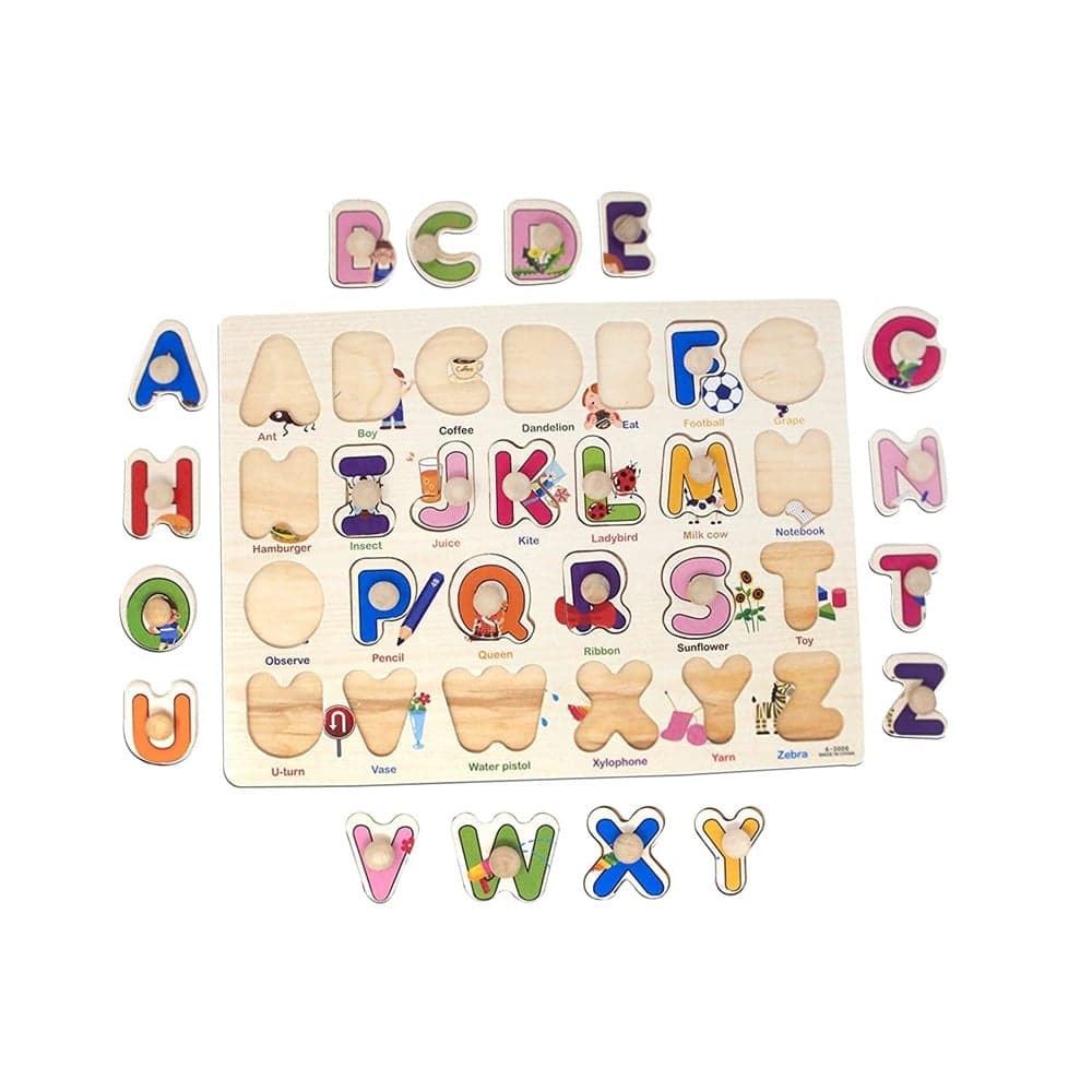 PUZZLE A INCASTRO TEMA LETTERE ALFABETO GIOCO EDUCATIVO IN LEGNO BAMBINI CON POMELLI 52287 - 3