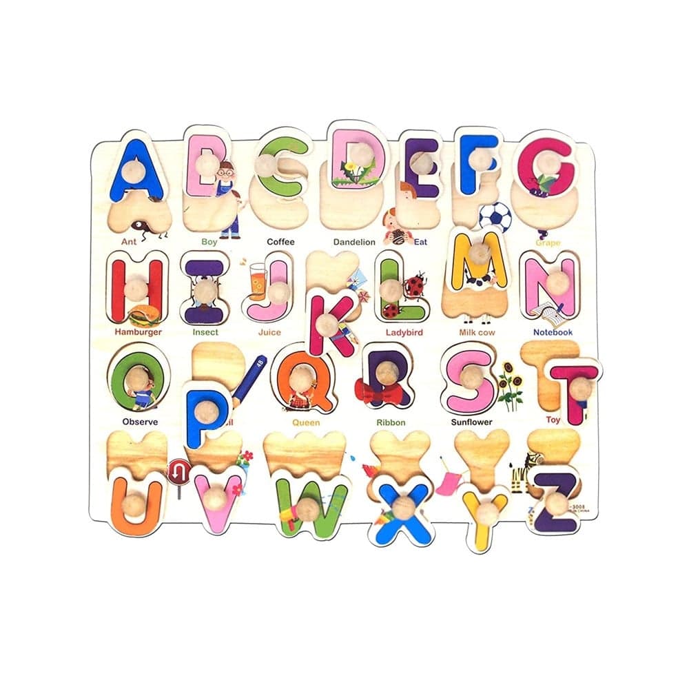 PUZZLE A INCASTRO TEMA LETTERE ALFABETO GIOCO EDUCATIVO IN LEGNO BAMBINI CON POMELLI 52287 - 4