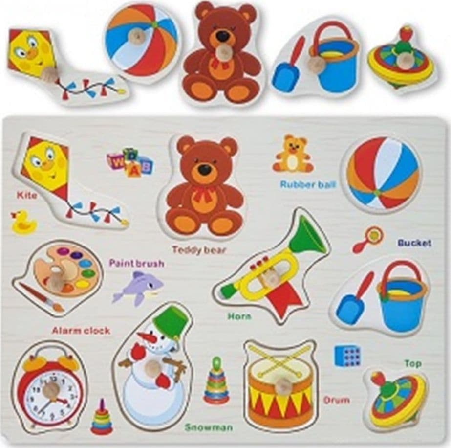 PUZZLE A INCASTRO TEMA OGGETTI GIOCO EDUCATIVO IN LEGNO PER BAMBINI CON POMELLI 53754 - 3