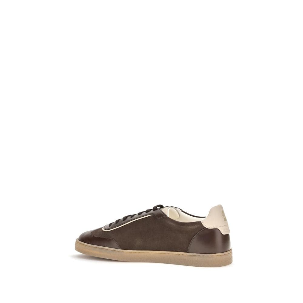 Brunello Cucinelli Brown Calf Leather Bos Taurus Low Top Sneakers - 3