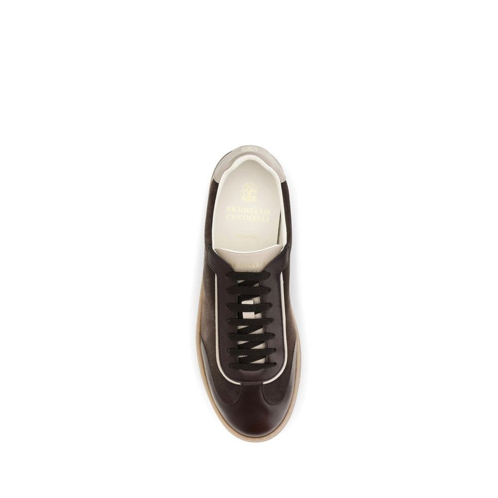 Brunello Cucinelli Brown Calf Leather Bos Taurus Low Top Sneakers - 4