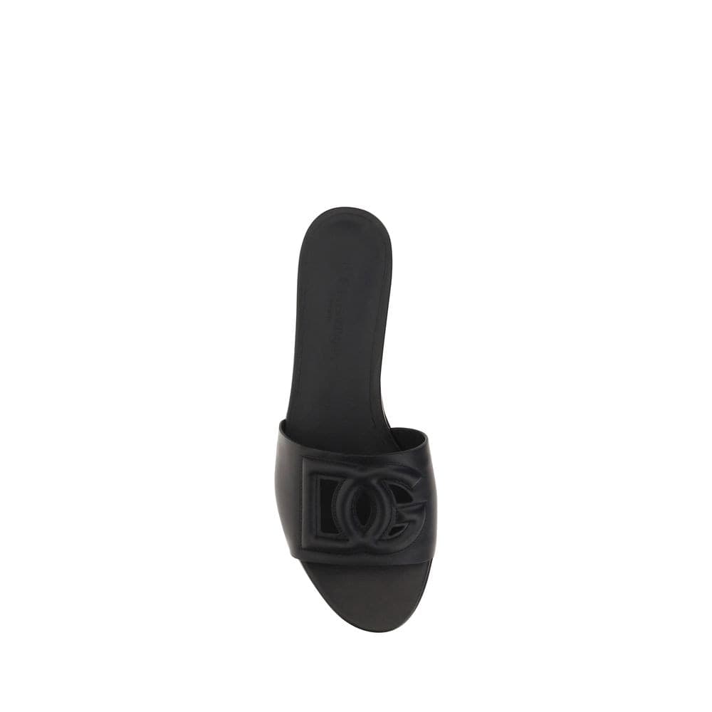 Dolce & Gabbana Black Calf Leather Bos Taurus Flat Sandals - 4