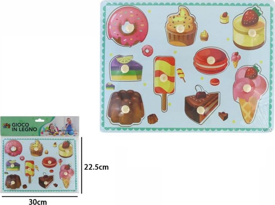PUZZLE A INCASTRO TEMA DESSERT GIOCO EDUCATIVO IN LEGNO PER BAMBINI CON POMELLI 53762 - 2