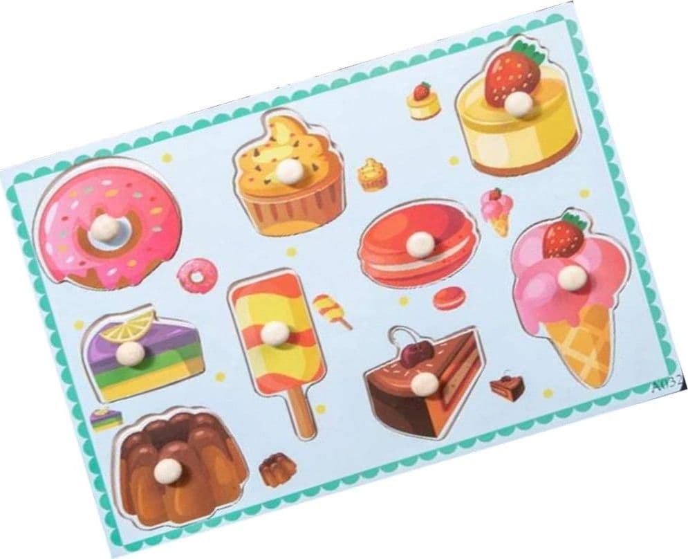 PUZZLE A INCASTRO TEMA DESSERT GIOCO EDUCATIVO IN LEGNO PER BAMBINI CON POMELLI 53762 - 3