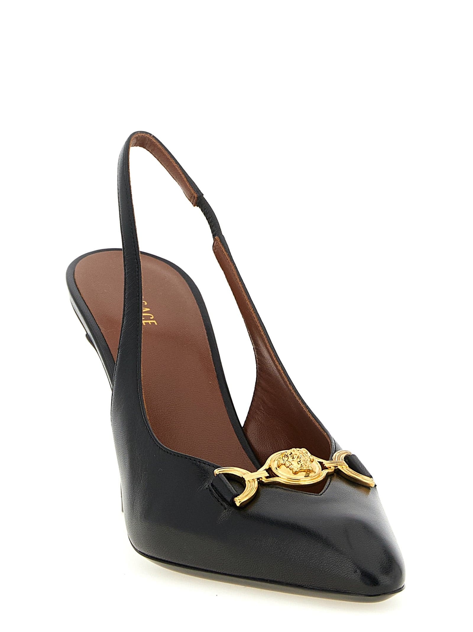 Versace Black Lamb Leather High Heel Pumps - 2
