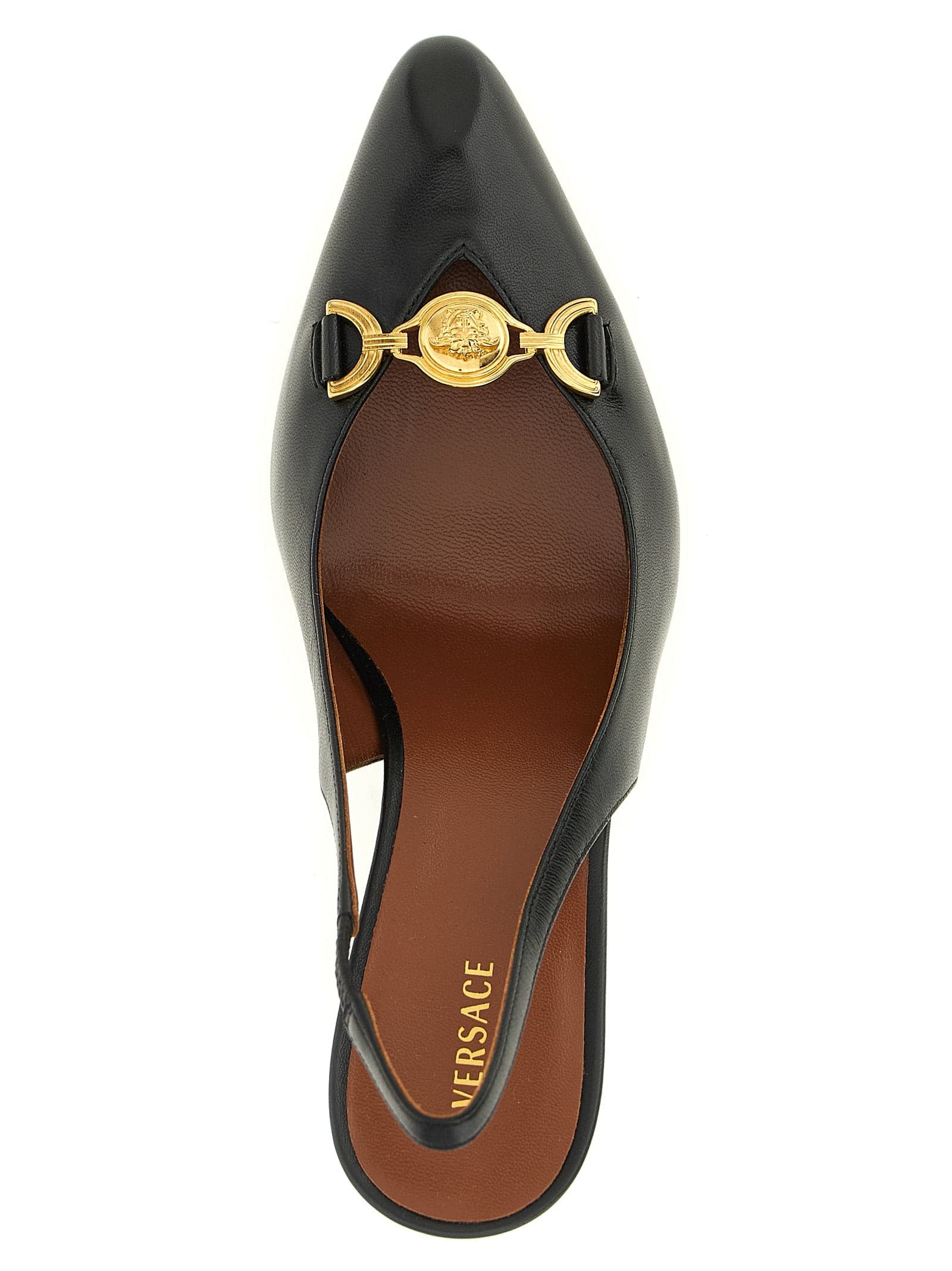 Versace Black Lamb Leather High Heel Pumps - 4