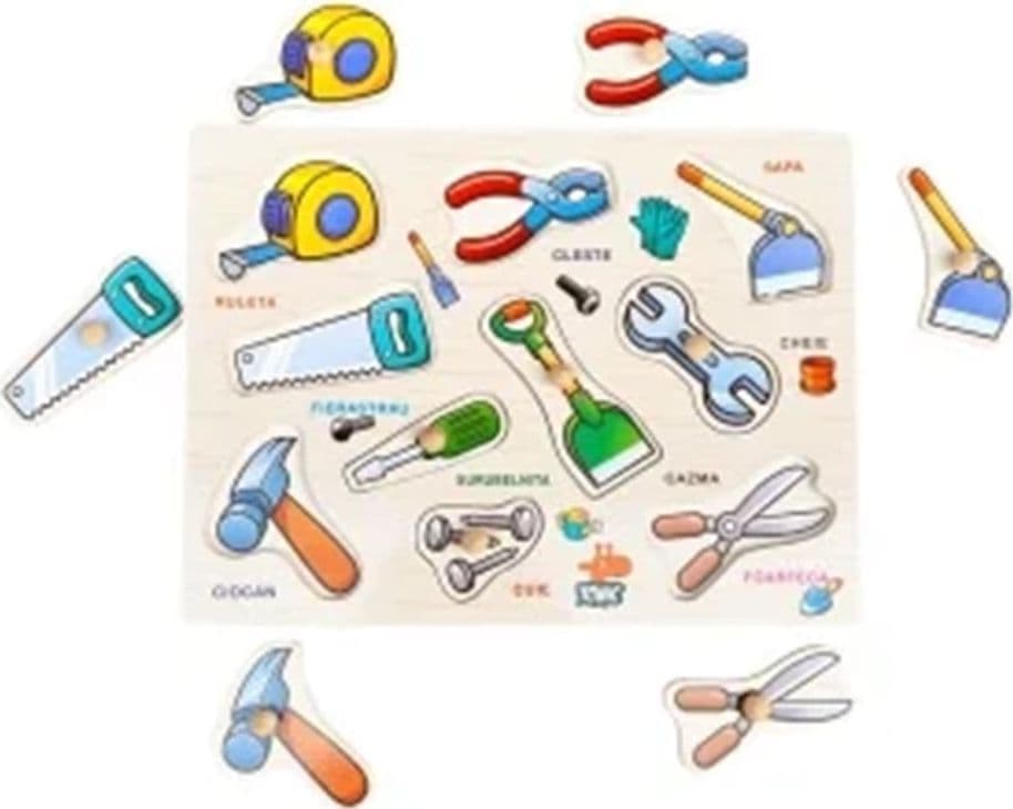 PUZZLE A INCASTRO TEMA ATTREZZI LAVORO GIOCO EDUCATIVO IN LEGNO BAMBINI CON POMELLI 53756 - 4