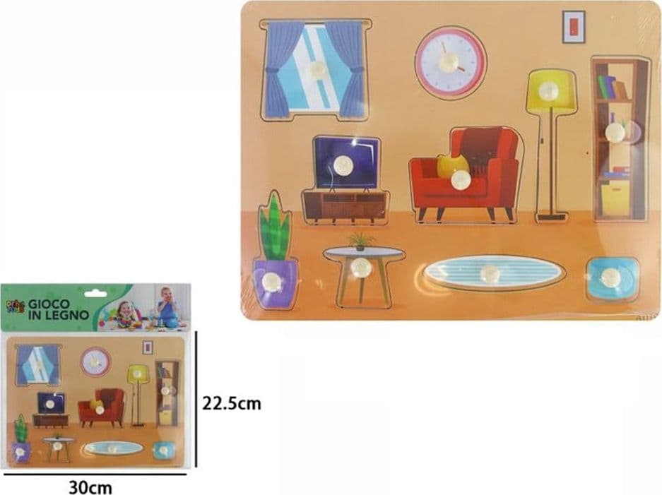 PUZZLE A INCASTRO TEMA MOBILI GIOCO EDUCATIVO IN LEGNO PER BAMBINI CON POMELLI 53760 - 2