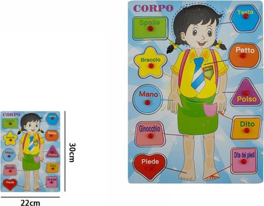 PUZZLE A INCASTRO TEMA CORPO FEMMINILE GIOCO EDUCATIVO IN LEGNO BAMBINI CON POMELLI 66423 - 2