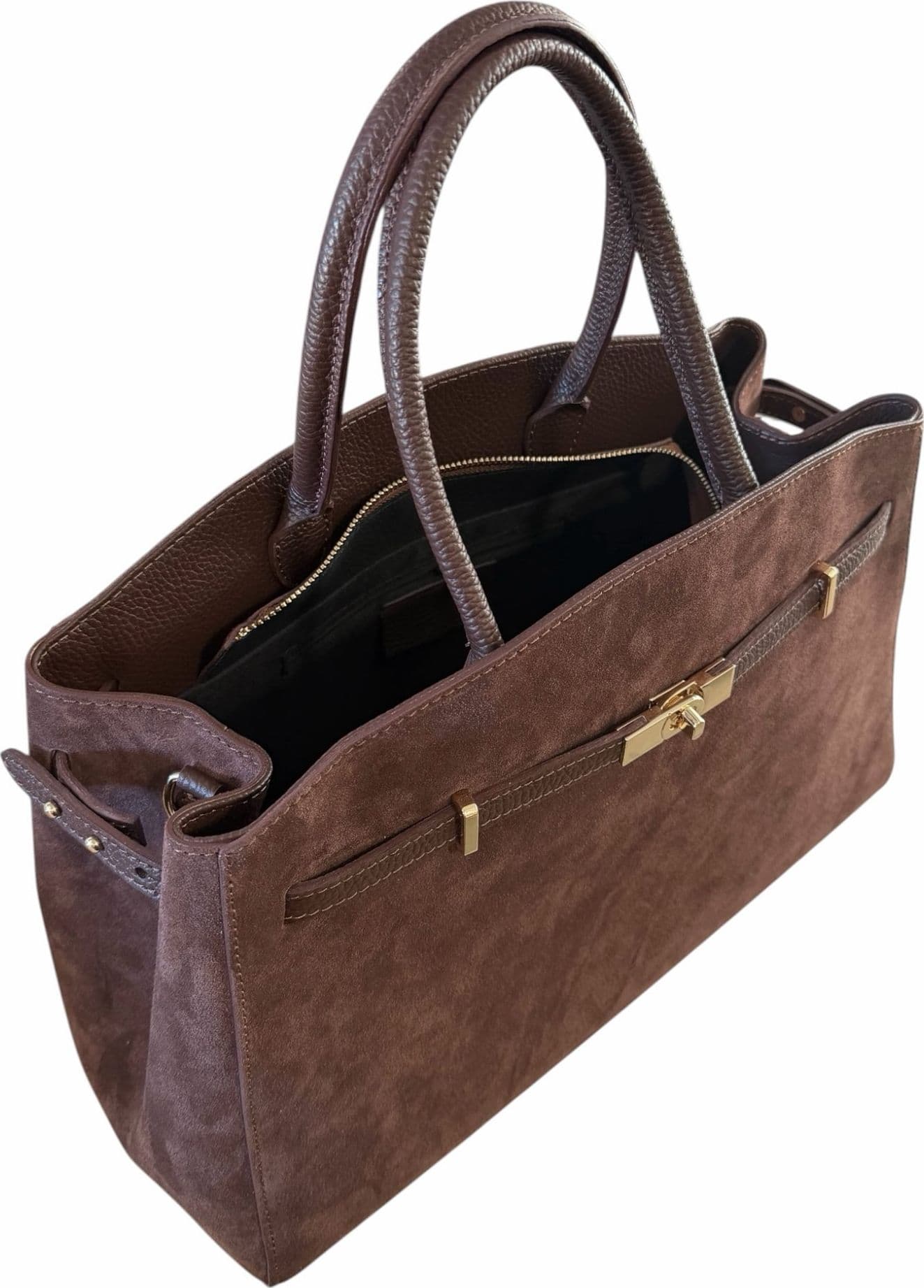 Modarno Borsa Grande in vera pelle Scamosciata Aura 40x17x26 cm - 4