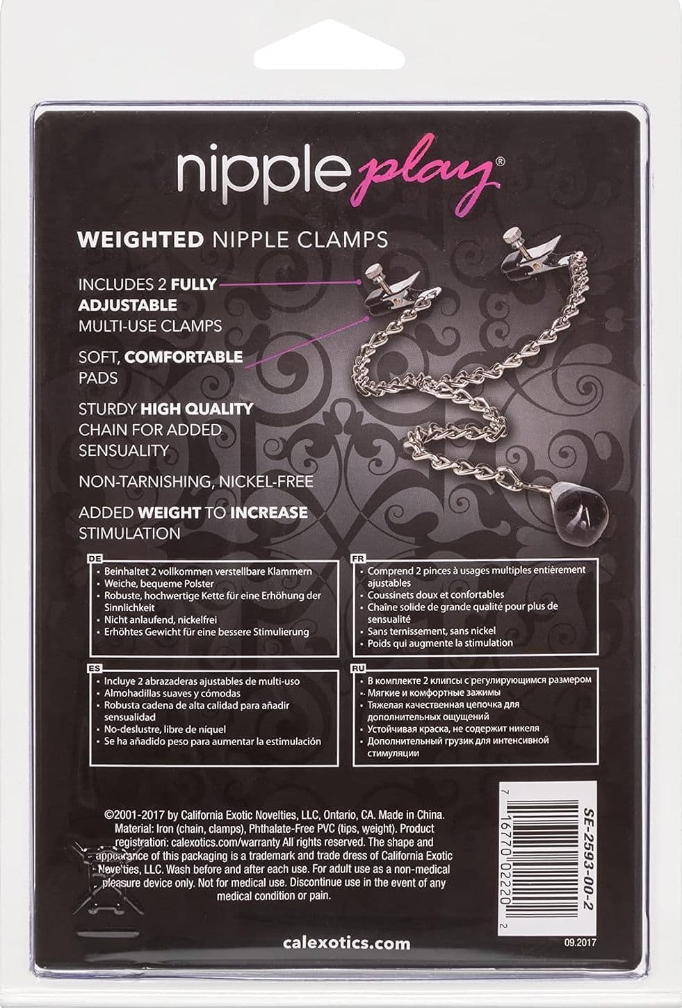 Pinzette Capezzoli Peso,  Regolabili BDSM Nipple Clamps Catena Fetish bondage - 6