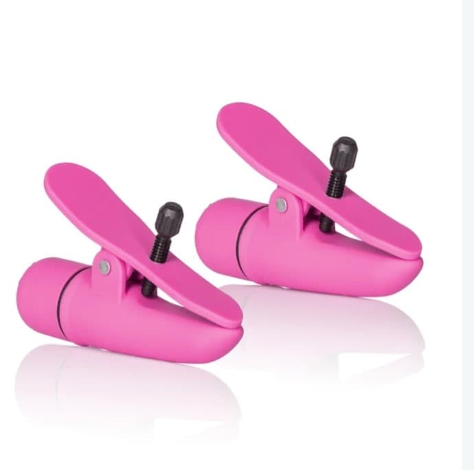 Pinzette Capezzoli vibranti rosa BDSM Nipple Clamps Fetish bondage Calexotics - 2