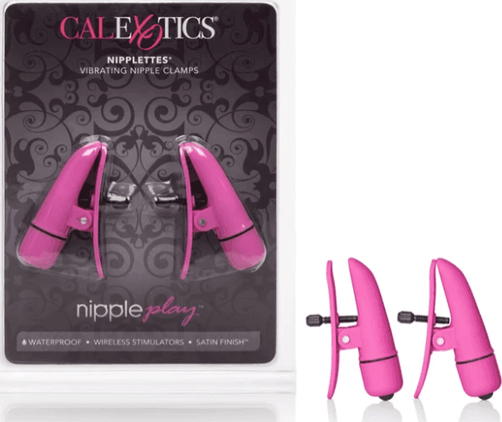 Pinzette Capezzoli vibranti rosa BDSM Nipple Clamps Fetish bondage Calexotics - 6