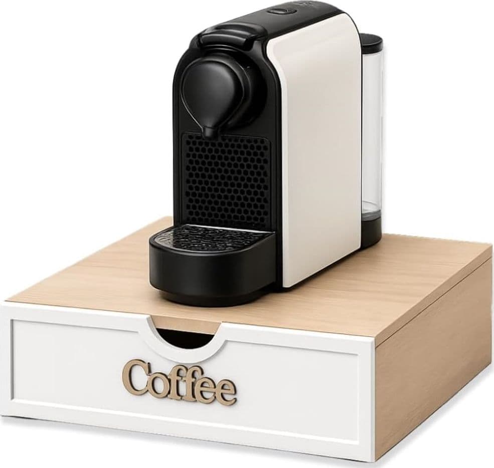 CASSETTO ORGANIZER PORTA CAPSULE CIALDE SCRITTA COFFEE LEGNO NATURALE CON DIVISORI 748495 - 3