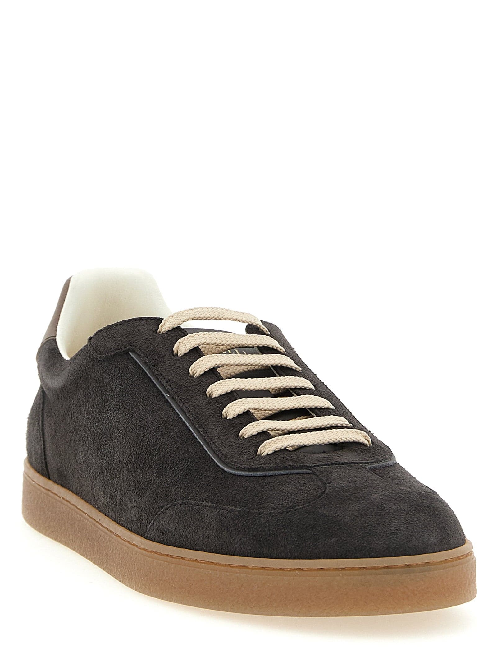 Brunello Cucinelli Gray Calfskin Low Top Sneakers - 2