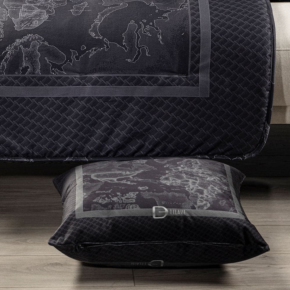 Plaid Geo Night 130x170 in Raso di Cotone Coperta Divano Nero Grigio - 2