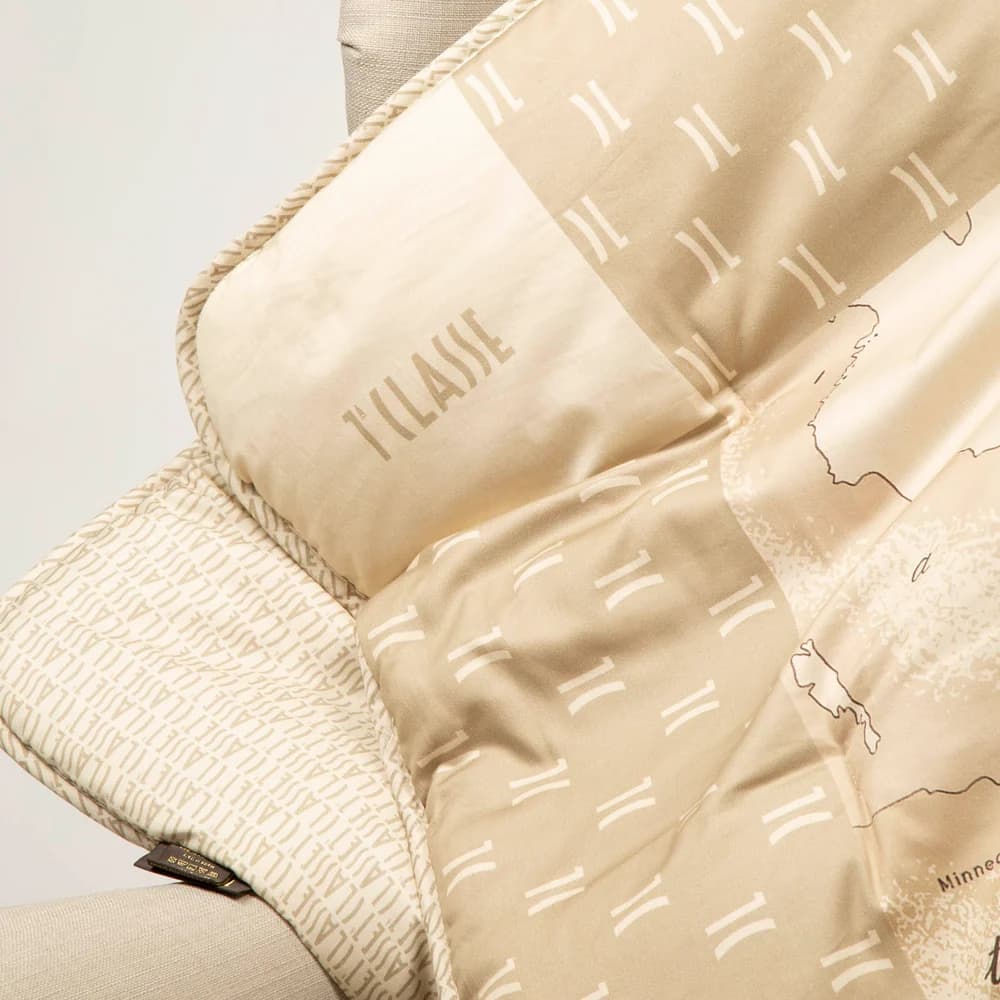 Plaid Geo Safari 130x170 in Raso di Cotone Coperta Divano Beige Tortora - 3
