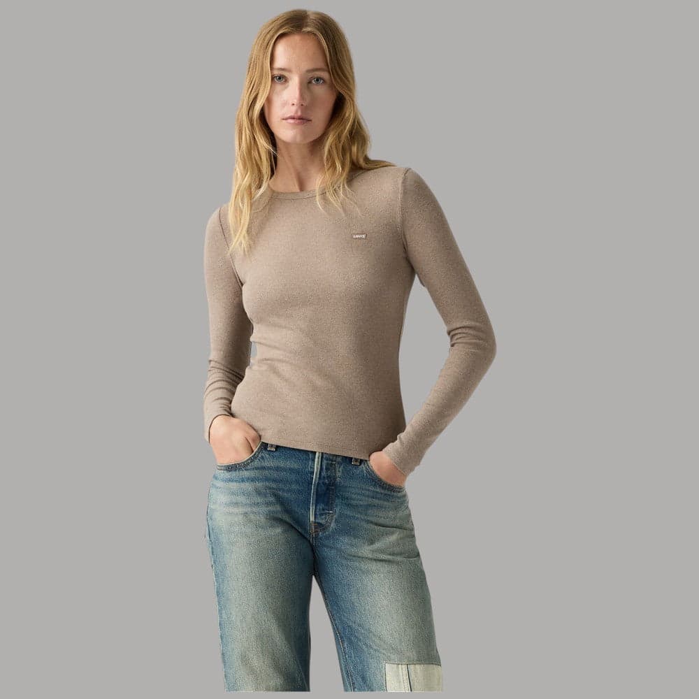 T-shirt maniche lunghe Levi's Hayes con motivo a coste e logo sul petto - 6