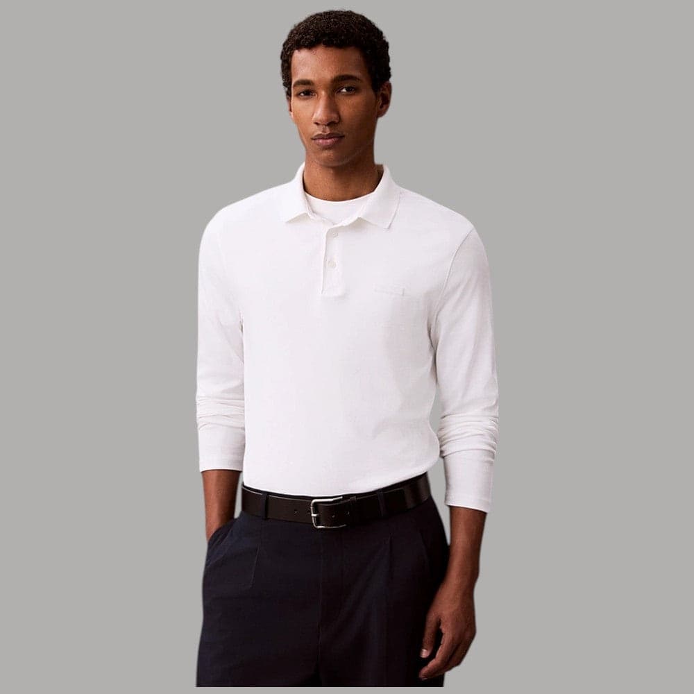 Maglia polo Calvin Klein LV04LH240G maniche lunghe slim fit con logo tono su tono - 9