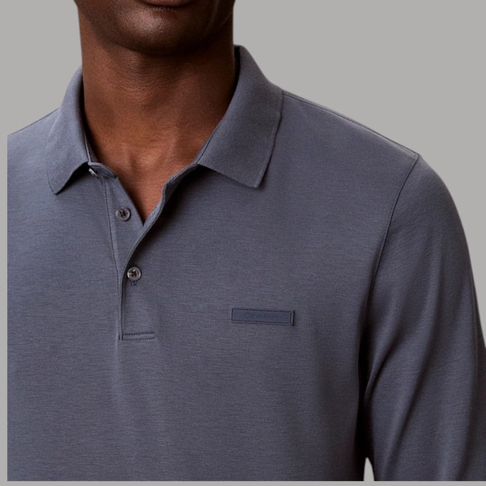 Maglia polo Calvin Klein LV04LH240G maniche lunghe slim fit con logo tono su tono - 2