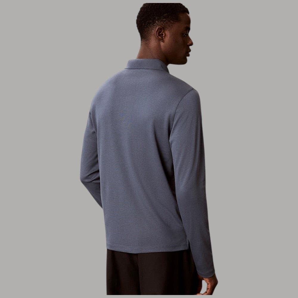Maglia polo Calvin Klein LV04LH240G maniche lunghe slim fit con logo tono su tono - 3