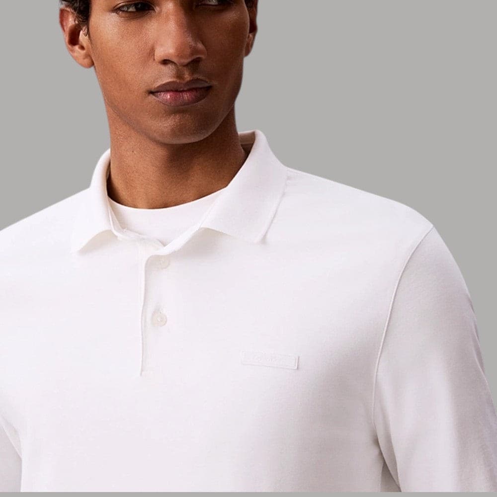 Maglia polo Calvin Klein LV04LH240G maniche lunghe slim fit con logo tono su tono - 5