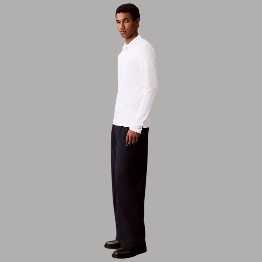 Maglia polo Calvin Klein LV04LH240G maniche lunghe slim fit con logo tono su tono - 6