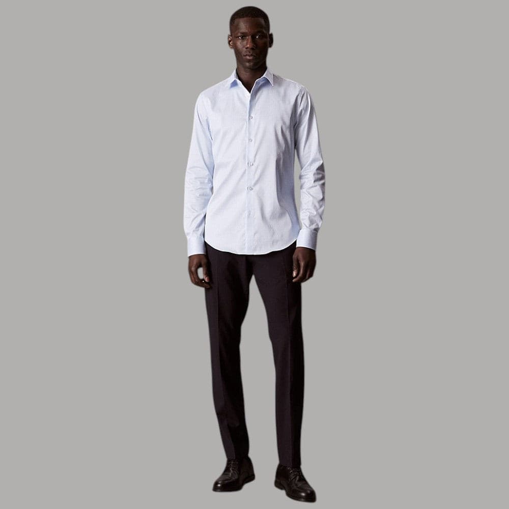 Camicia Calvin Klein LV019EU143 slim fit a righe con logo ricamato - 4