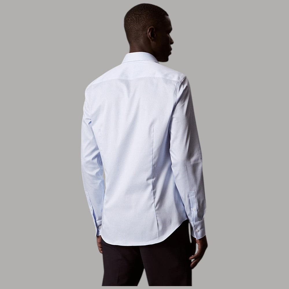 Camicia Calvin Klein LV019EU143 slim fit a righe con logo ricamato - 6