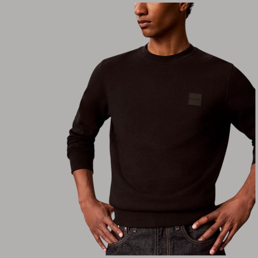 Felpa uomo Calvin Klein LV04LH230G con patch logata e girocollo - 3