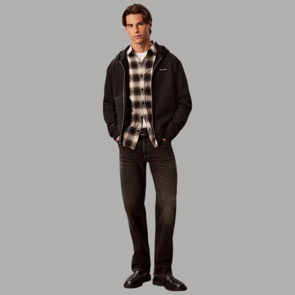 Felpa con zip Calvin Klein LV04LH218G con micro logo e cappuccio - 5