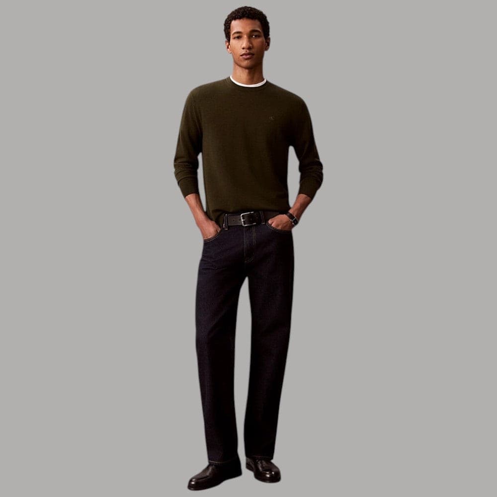Maglione Calvin Klein in lana merino con ricamo tono su tono - 3