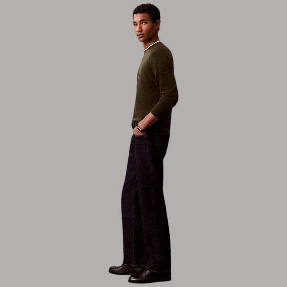 Maglione Calvin Klein in lana merino con ricamo tono su tono - 4