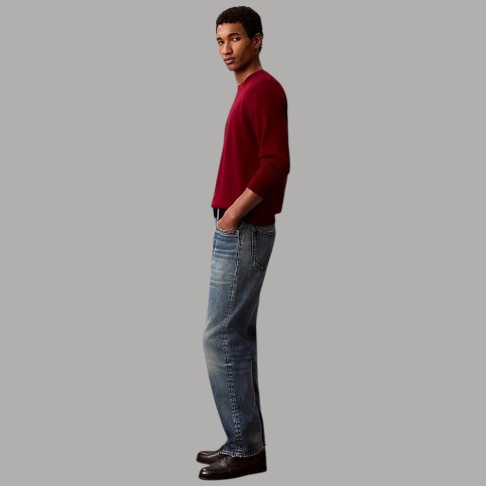Maglione Calvin Klein in lana merino con ricamo tono su tono - 5