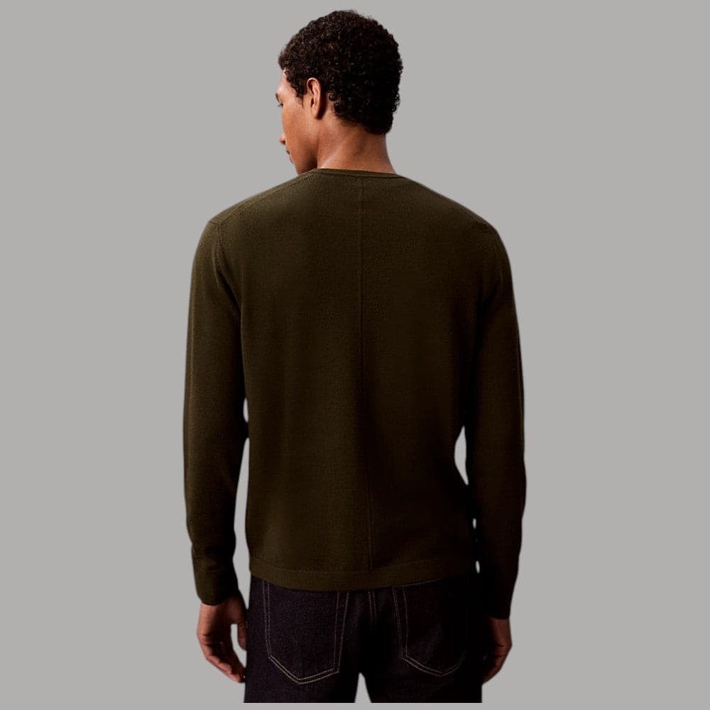 Maglione Calvin Klein in lana merino con ricamo tono su tono - 6