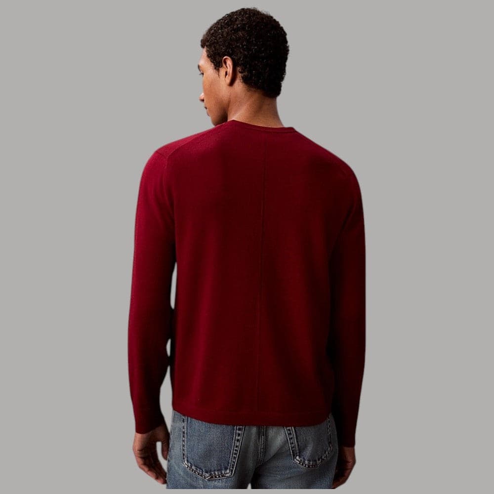 Maglione Calvin Klein in lana merino con ricamo tono su tono - 10