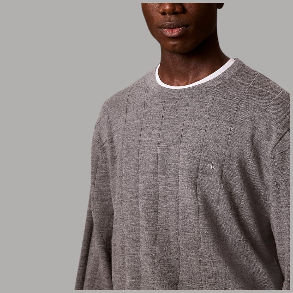 Maglione Calvin Klein a girocollo con motivo a griglia e monogramma ricamato - 2