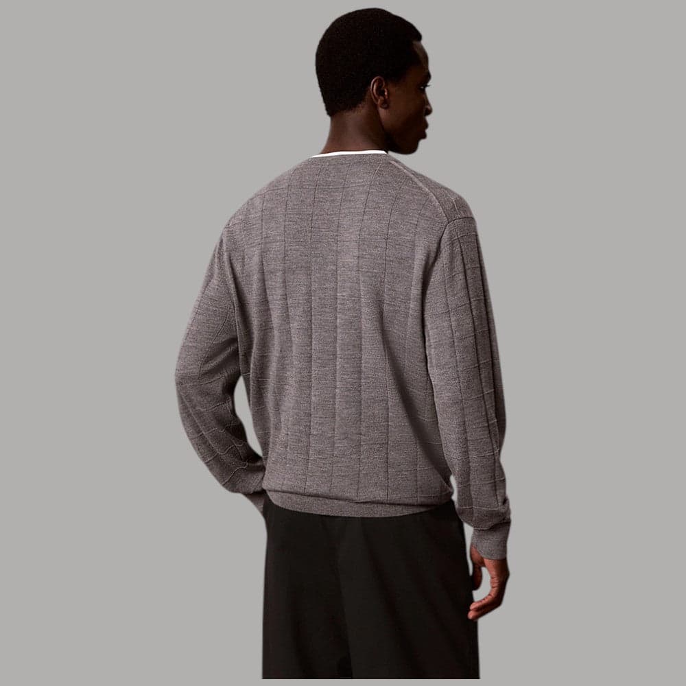 Maglione Calvin Klein a girocollo con motivo a griglia e monogramma ricamato - 4