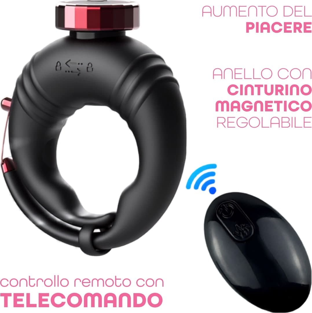 Anello per il Pene Vibrante Regolabile con Telecomando 10 Vibrazioni Sex Fallico - 4