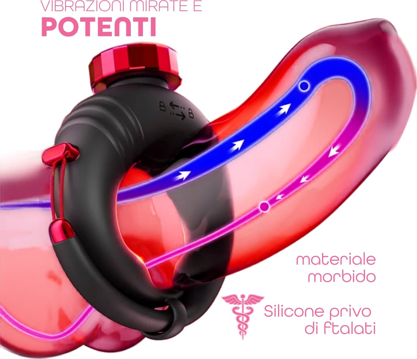 Anello per il Pene Vibrante Regolabile con Telecomando 10 Vibrazioni Sex Fallico - 5