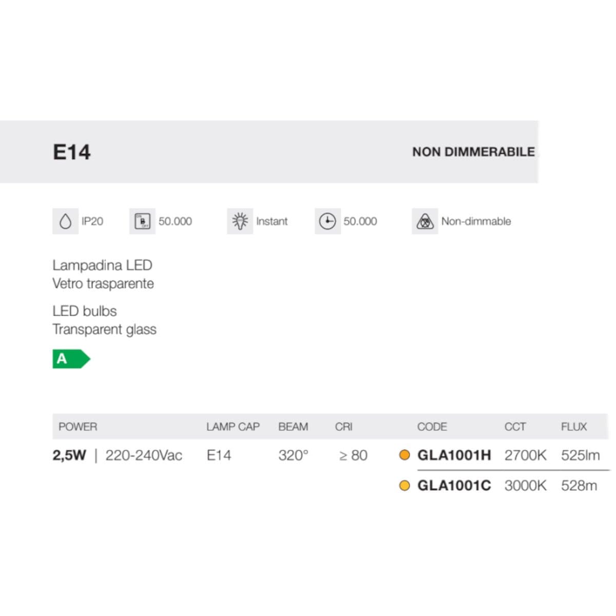Lampadina LED Gea Led GLA1001H GLA1001C E14 metallo vetro - 3