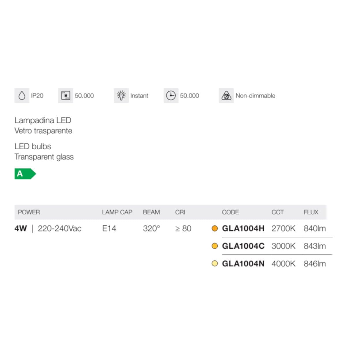 Lampadina LED Gea Led GLA1004H GLA1004C GLA1004N E14 metallo vetro - 3