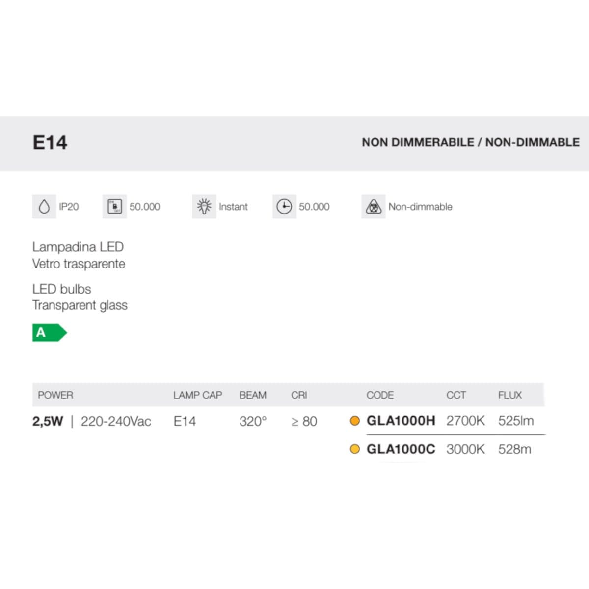 Lampadina LED Gea Led GLA1000H GLA1000C E14 metallo vetro - 3