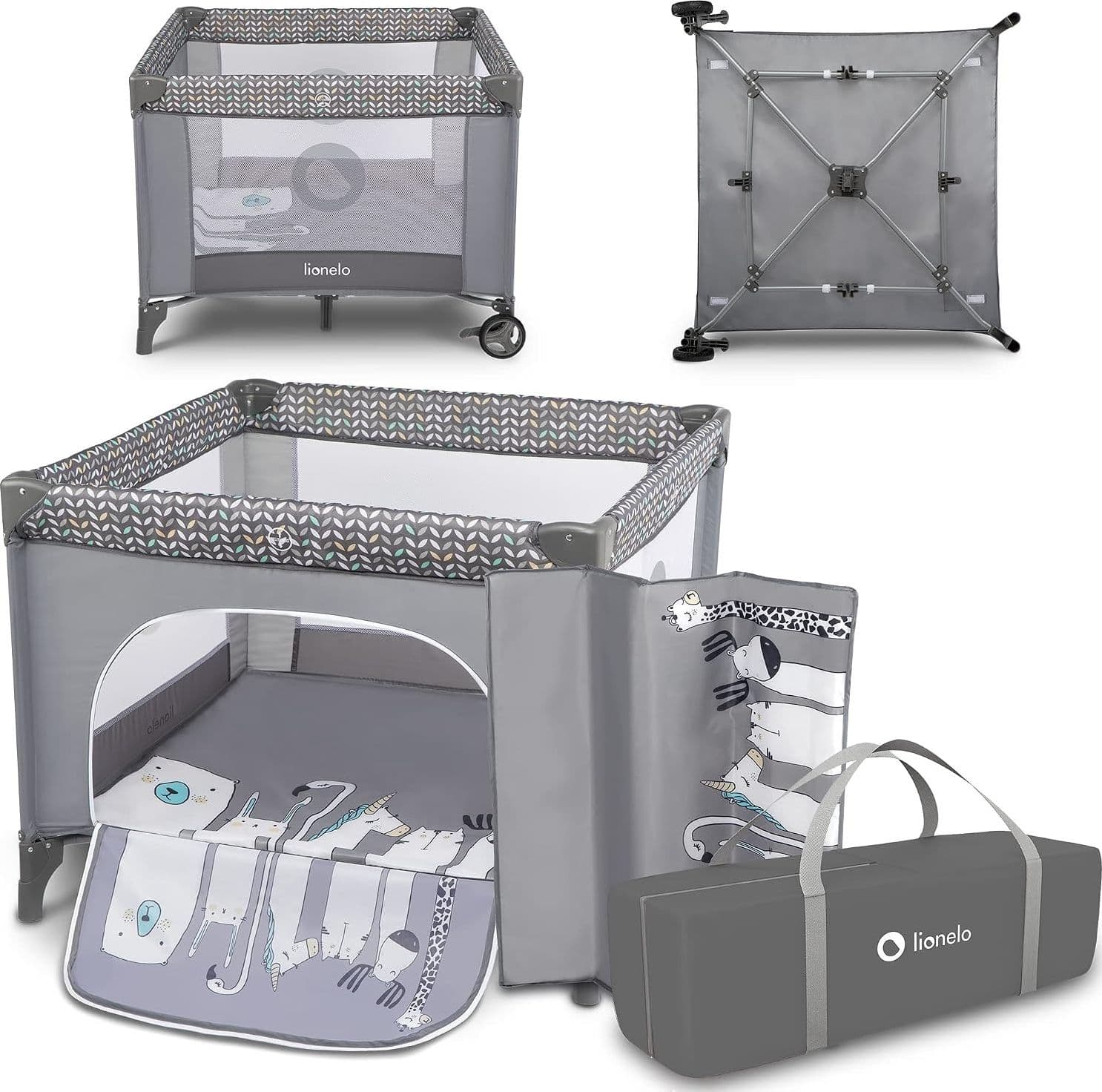 Lionelo - Box bambini pieghevole Lene 3in1 - 100x100cm - 2