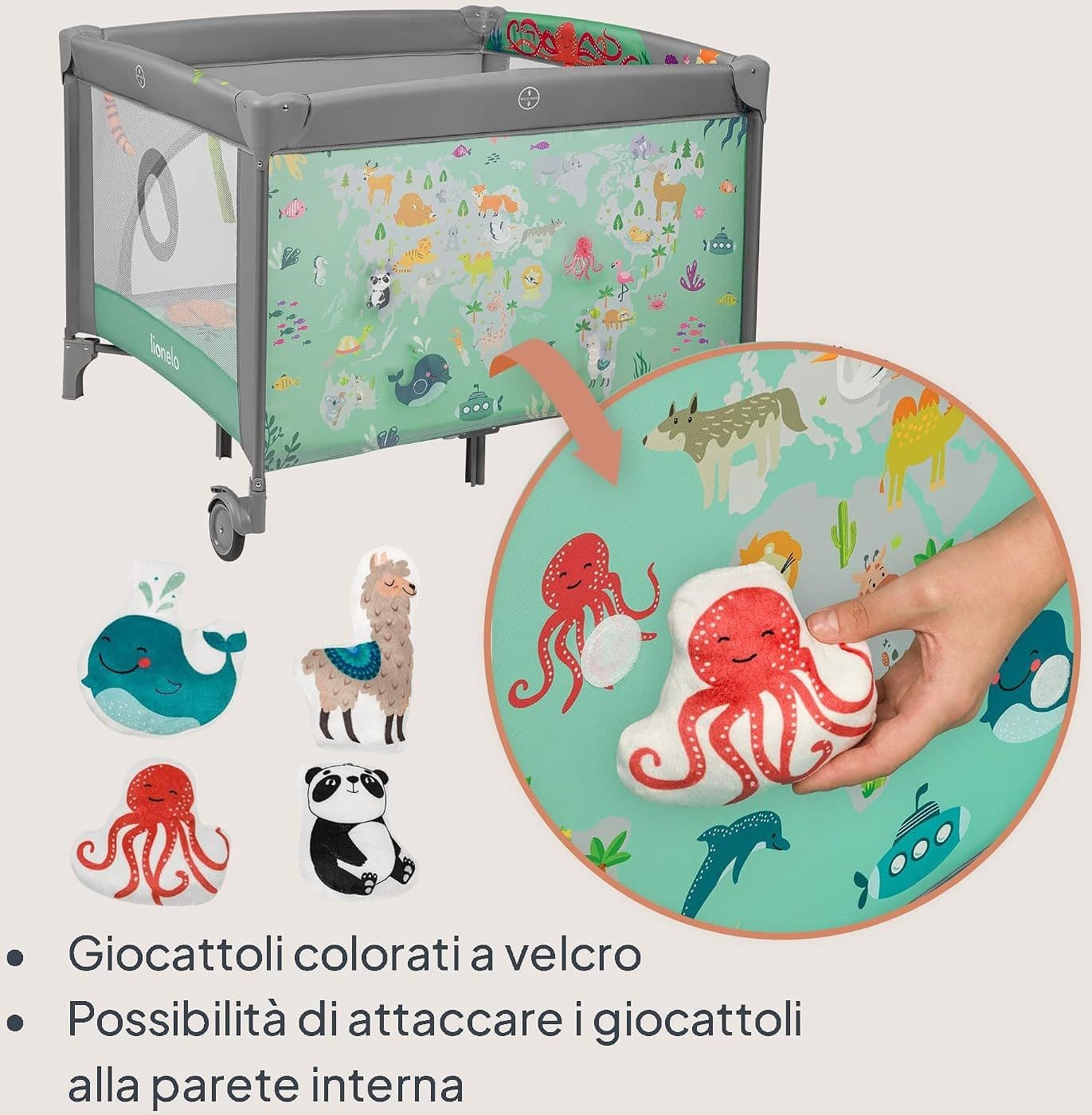 Lionelo - Box bambini pieghevole Lene 3in1 - 100x100cm - 12