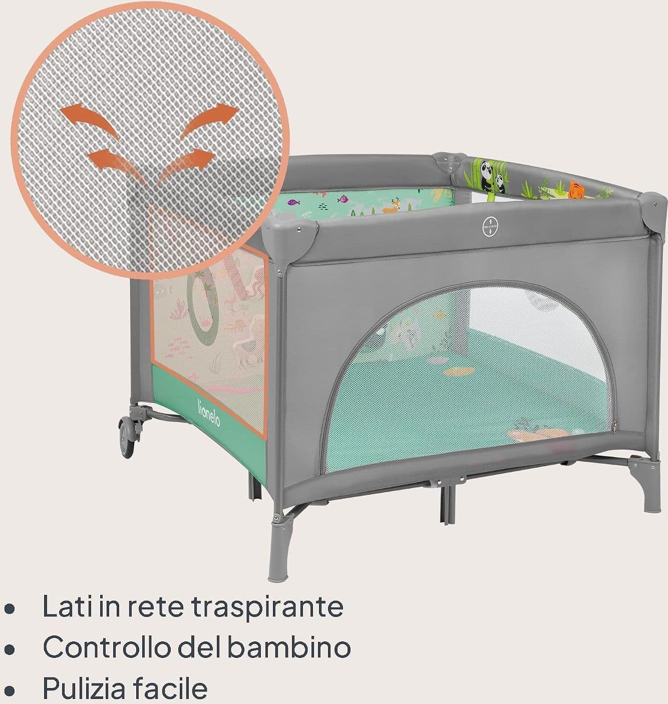 Lionelo - Box bambini pieghevole Lene 3in1 - 100x100cm - 15