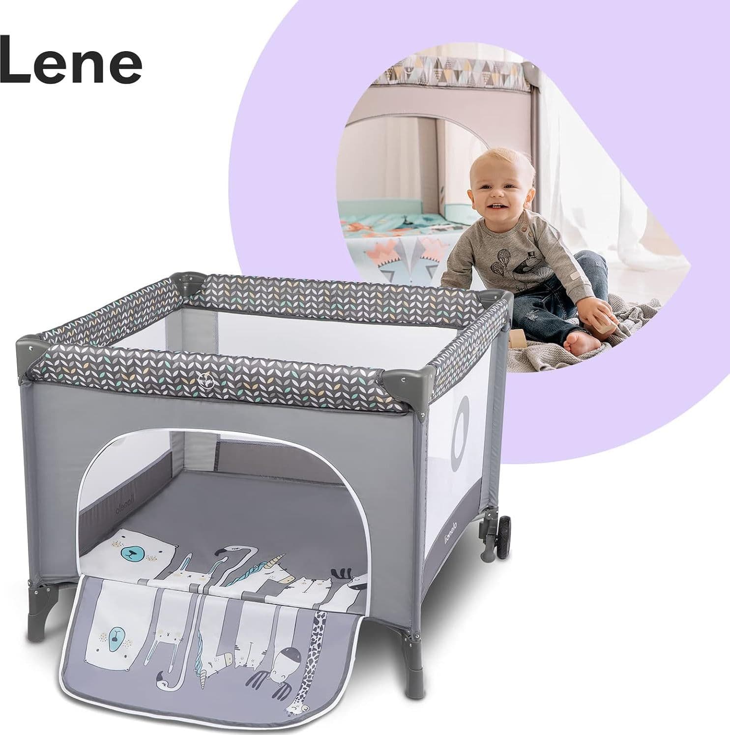 Lionelo - Box bambini pieghevole Lene 3in1 - 100x100cm - 4